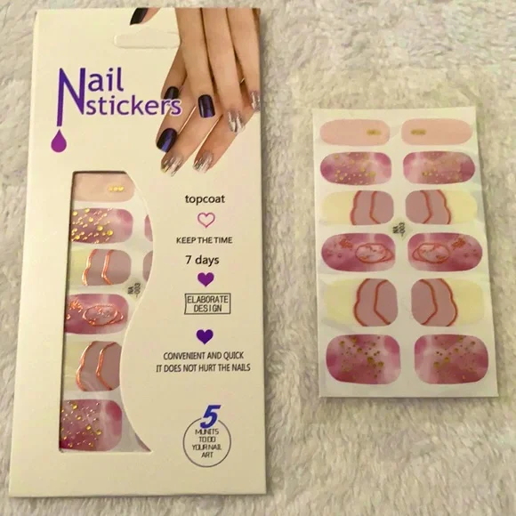 🆕NAIL STICKERS/WRAPS- Fuchsia, Pink, Peach, White - Picture 1 of 3